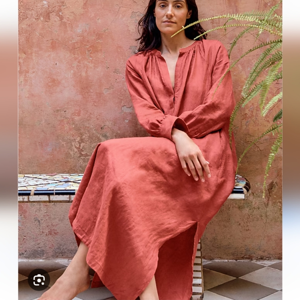 J Crew Cabana Linen Dress Small CI918  Burnt Orange NWT